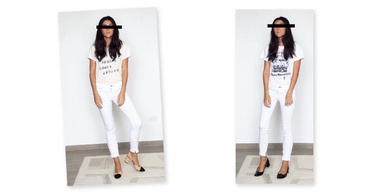 white skinny jeans and graphic tee