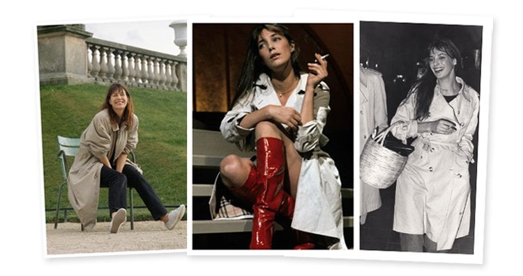 Jane Birkin trench coat outfits