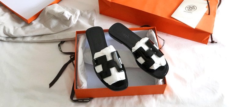 black oran hermes sandals