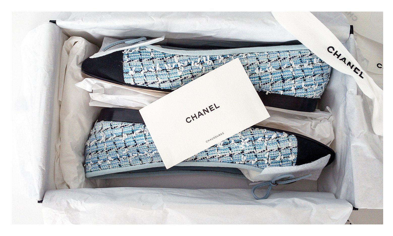 Chanel tweed ballet flats