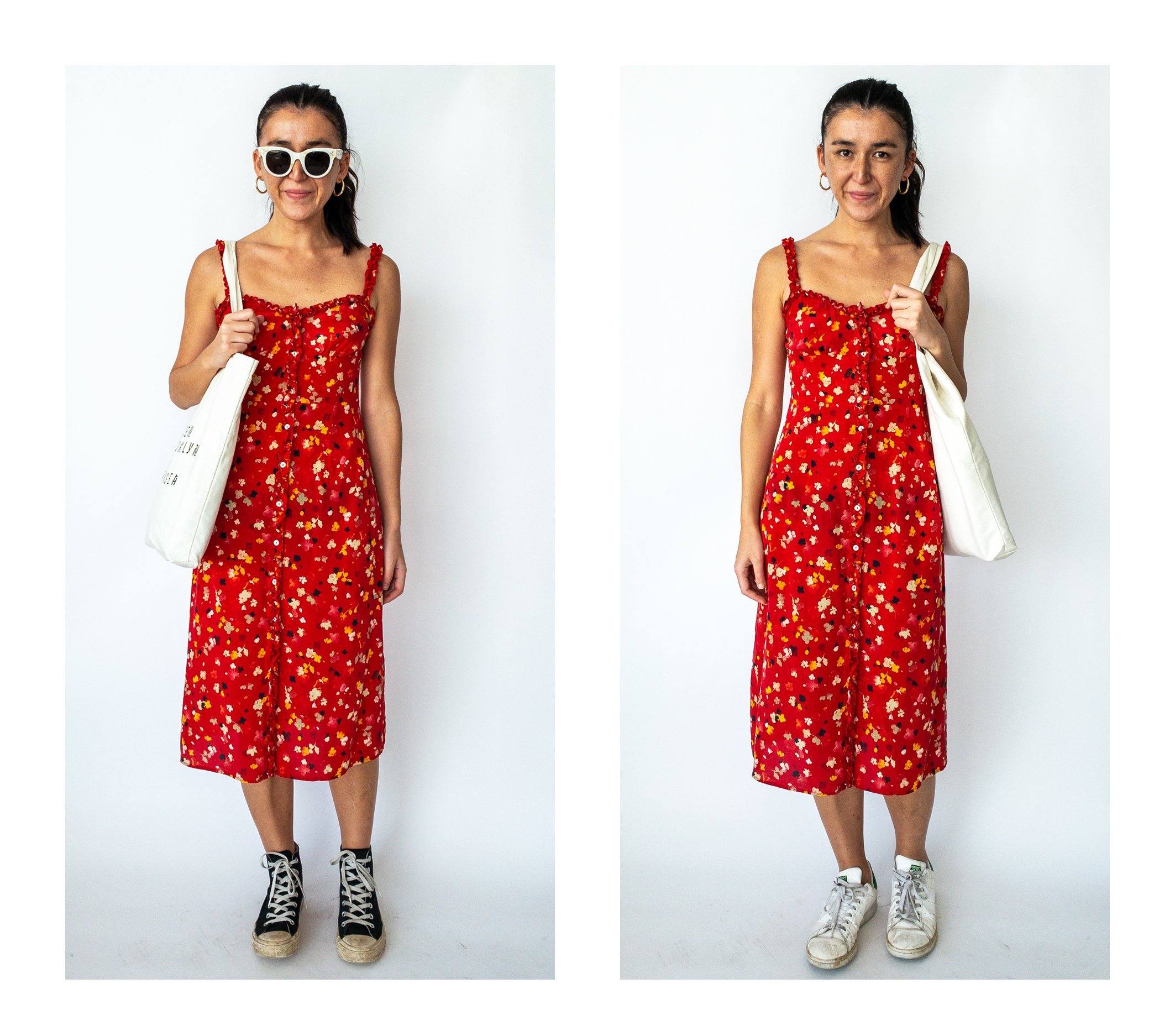 How to wear a midi dress with trainers