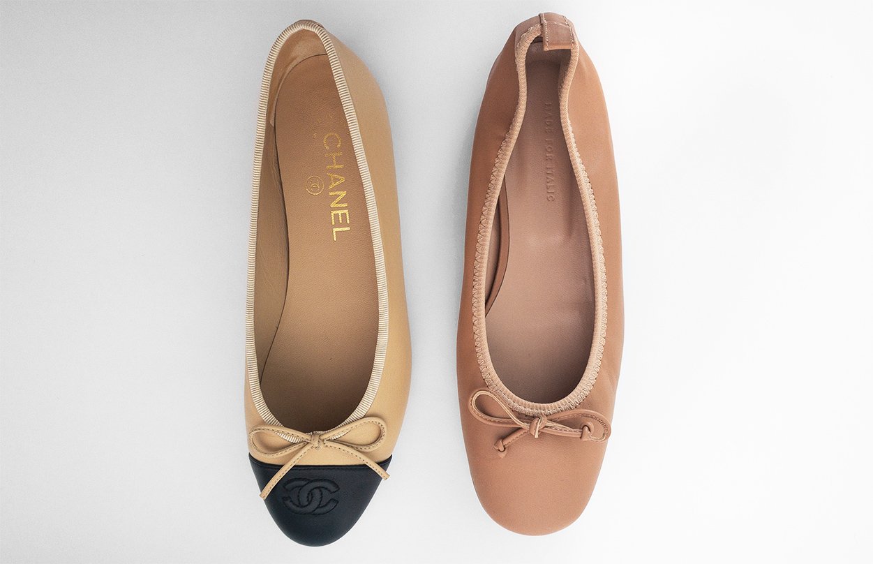 chanel and italic ballet flats