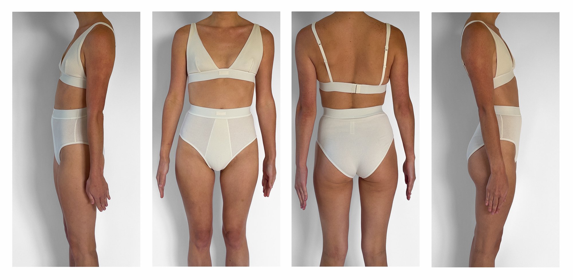 Skims Cotton Rib Plunge Bralette and Cotton Rib Brief sizing