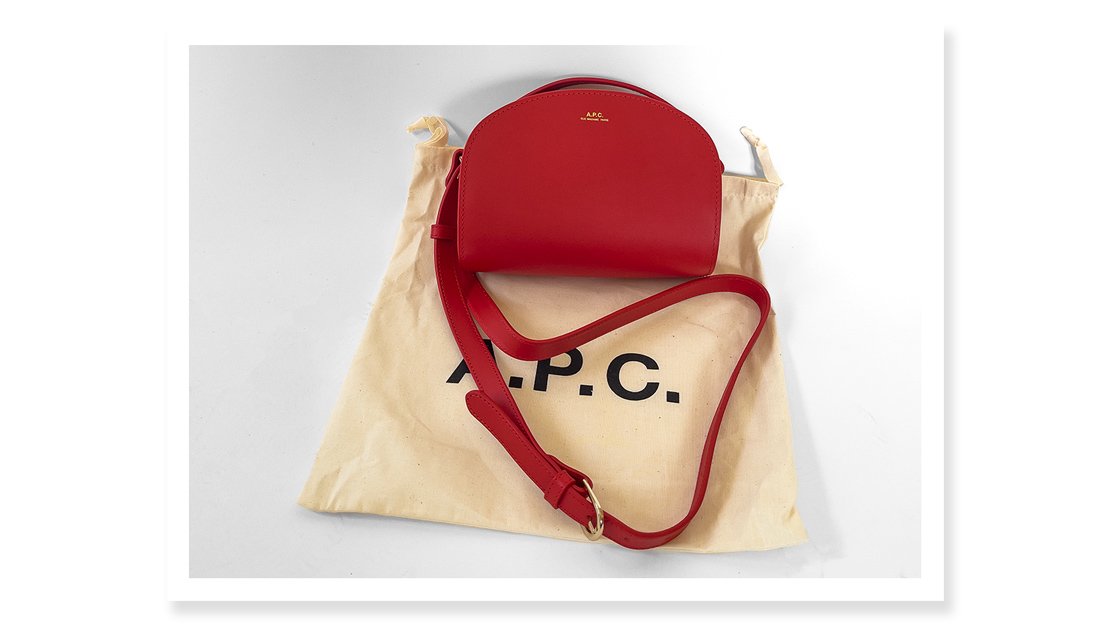 A.P.C. Demi Lune Mini Leather Shoulder Bag Retail $500