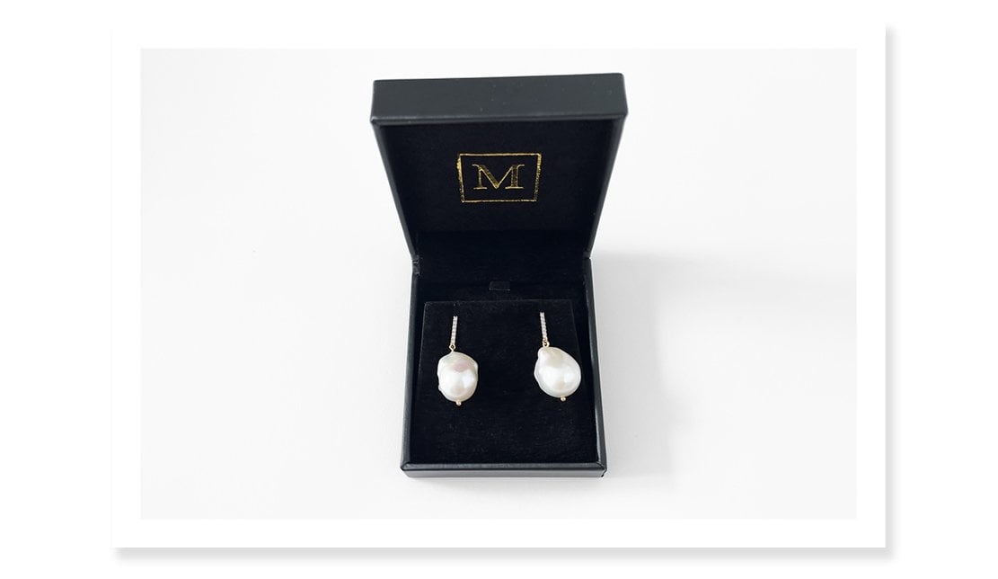 Mateo Baroque Pearl diamond earrings