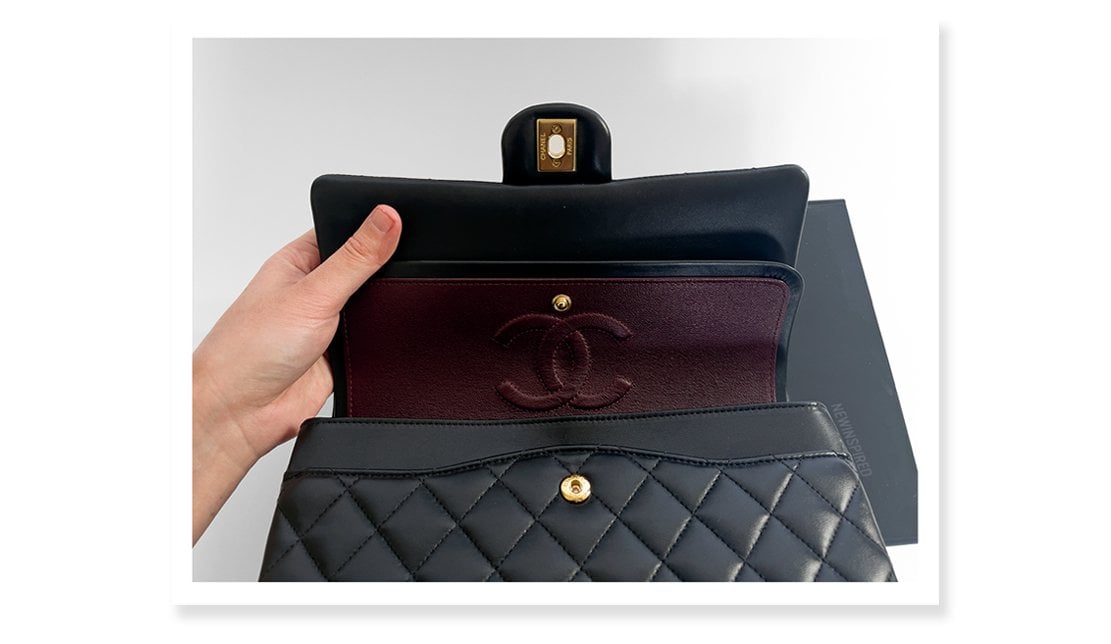 Large classic handbag, Grained calfskin & gold-tone metal, black — Fashion  | CHANEL