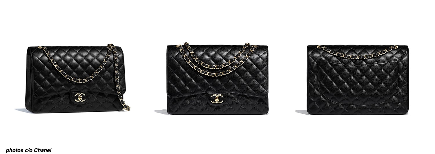 chanel maxi classic handbag sizing