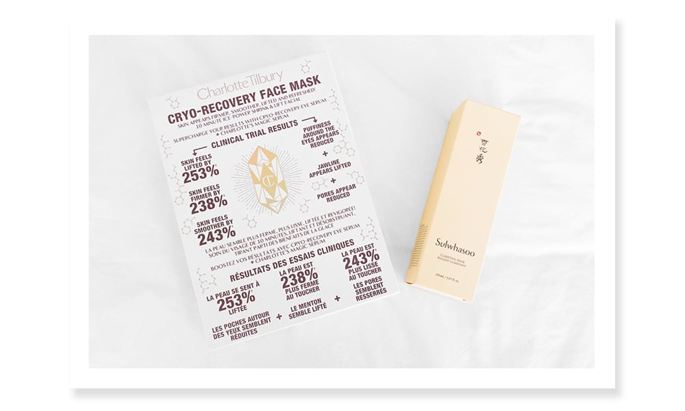 Charlotte Tilbury Cryo mask and Sulwhasoo mask