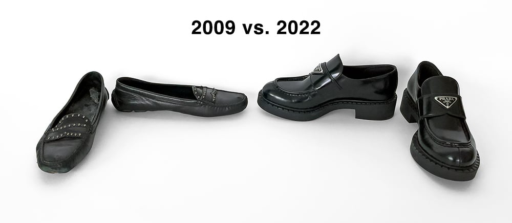 Old Prada loafers vs. new