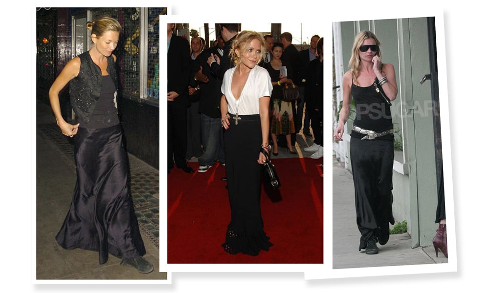 Celebrities wearing black maxi skirts