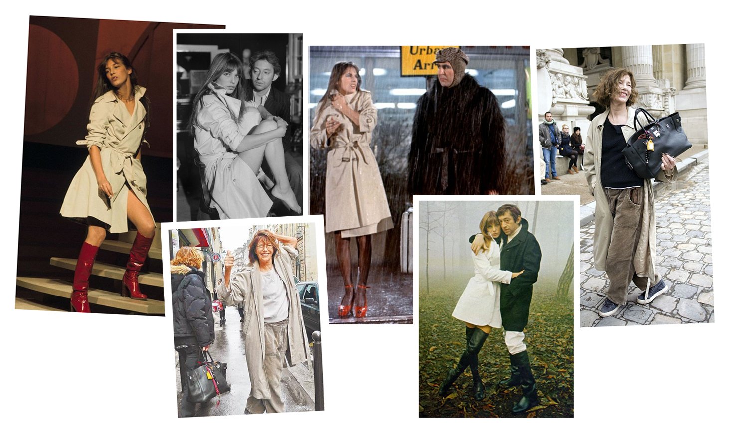 Jane Birkin in trench coats