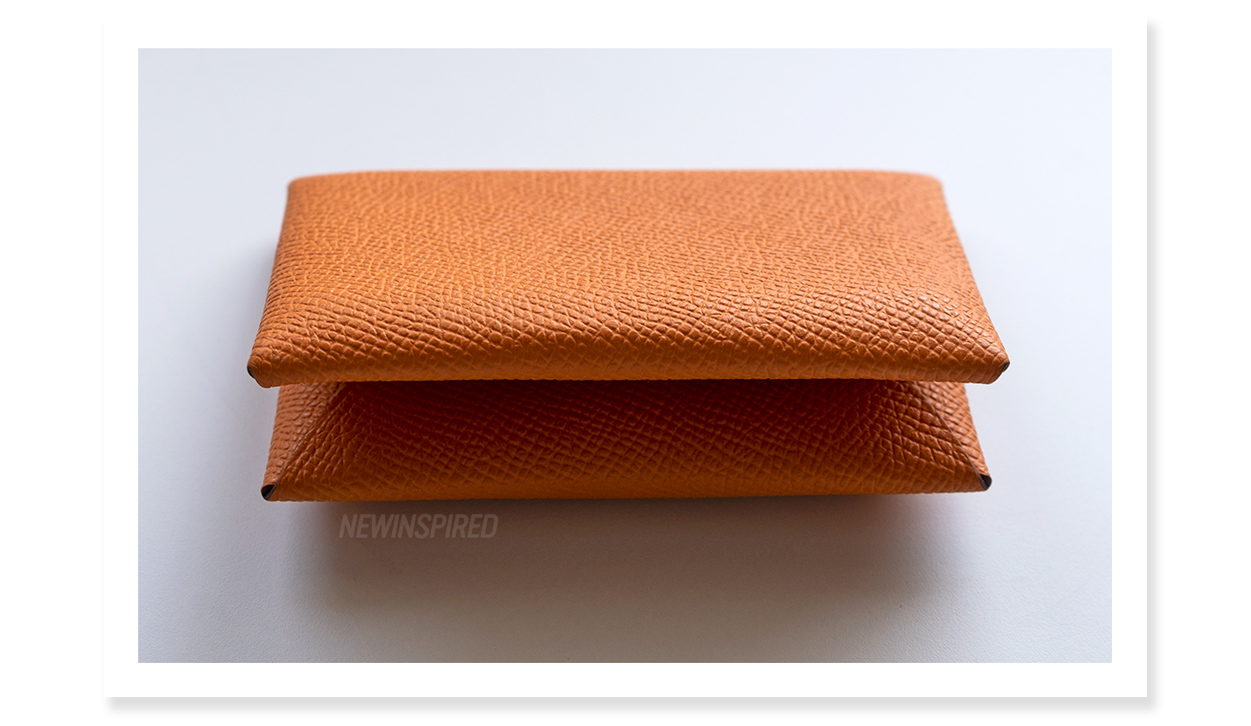 Photo showing the Hermès Calvi in orange epsom leather