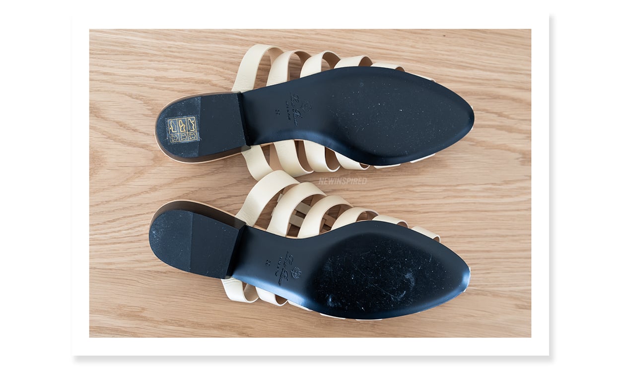 Slick soles on Loro Piana sandals