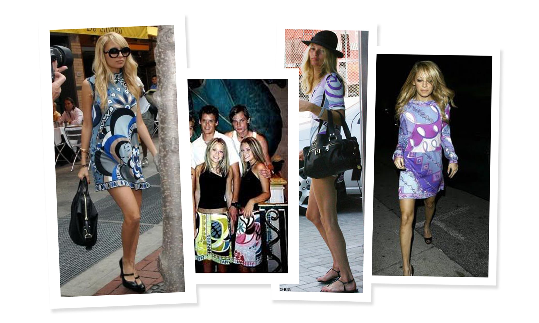 Nicole Richie, Mary-Kate and Ashley, Kate Moss, and Nicole Richie again wearing Pucci